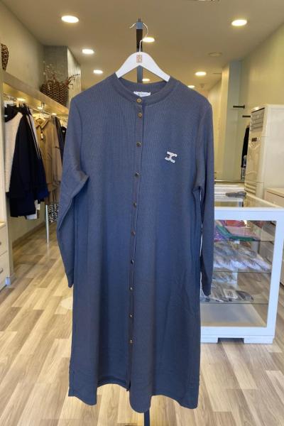 Efraze Nervürlü Düğmeli Broşlu Ceket Antrasit