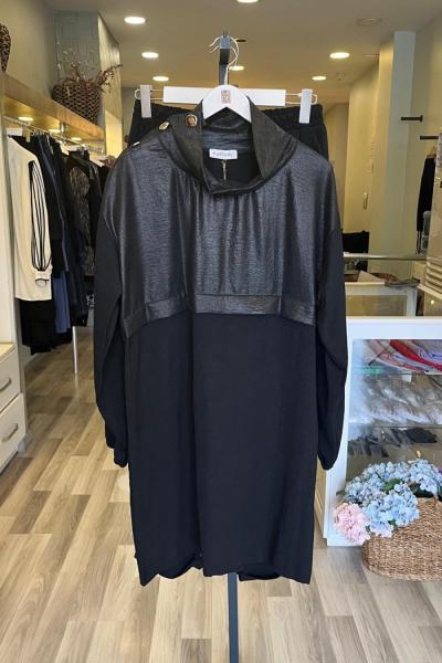 Efraze Parlak Parça Detay Ayrobin Takım Siyah