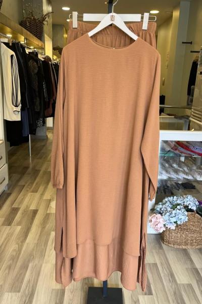 Efraze Uzun Tunikli Takım Camel