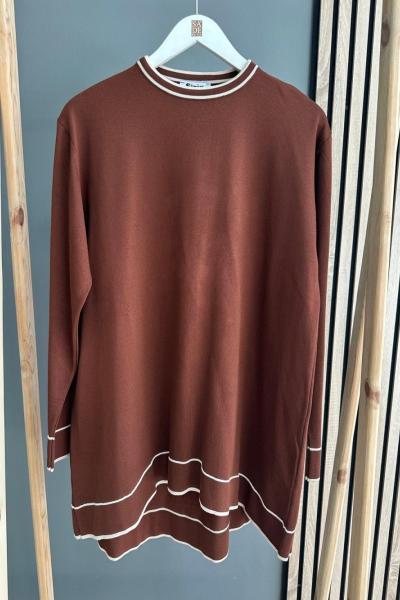 Şirin Evaze Merserize Tunik Kahverengi