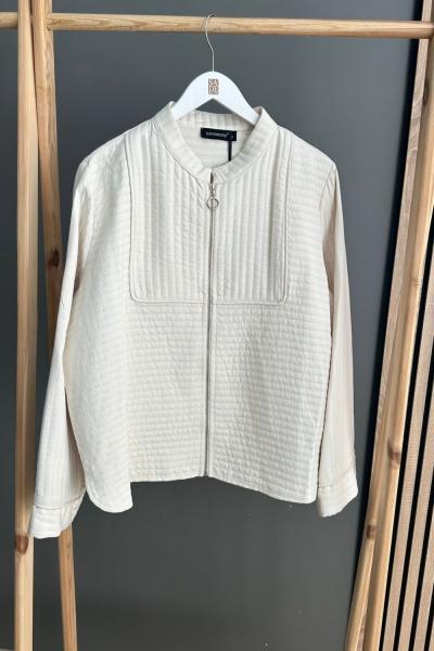 Ceremony Fermuarlı Kısa Ceket Krem