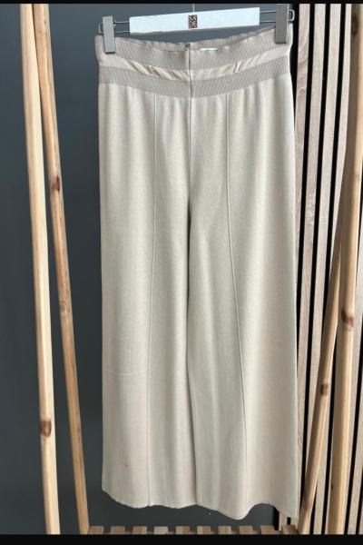 Şirin Geniş Paça Merserize Pantolon  Taş Rengi