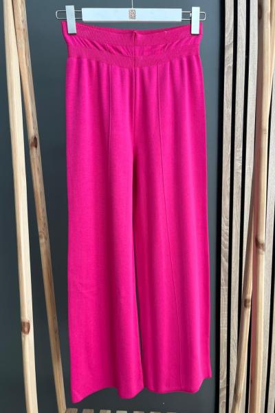 Şirin Geniş Paça Merserize Pantolon  Fuşya