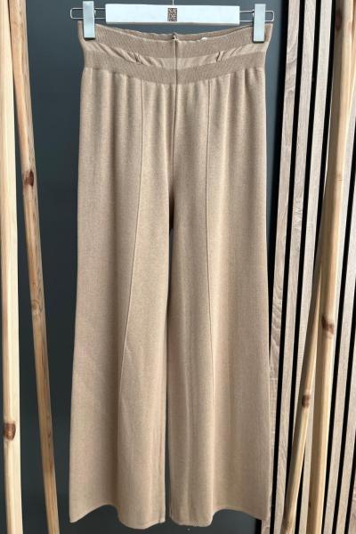 Şirin Geniş Paça Merserize Pantolon  Camel