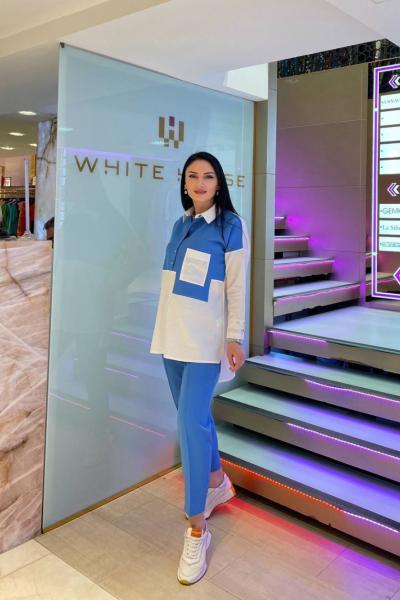 Ceremony Gömlekli Tek Cepli İki Renkli Finike Pantolonlu Takım Mavi