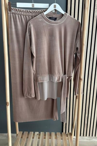 Ceremony Kadife Kalem Etekli Takım Bal