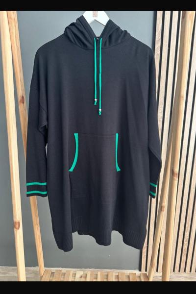 Şirin Kapşon Ve Cepli Tunik Siyah