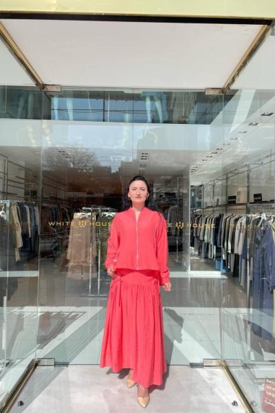 Ceremony Kemer Detaylı Ceketli Etekli Cupra Takım Nar Çiçeği