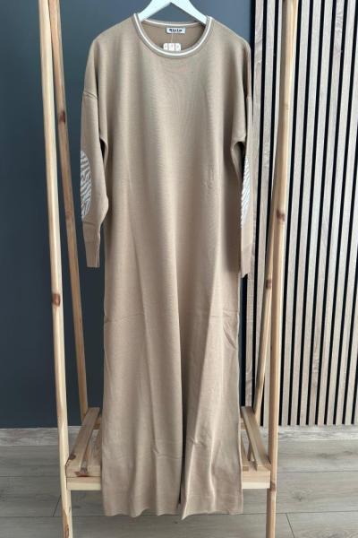 Şirin Kolu Leopar Elbise Camel