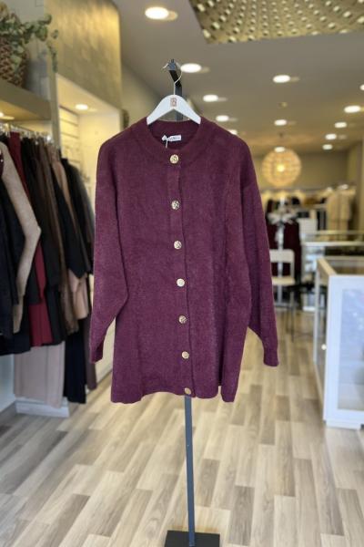 Magazin Angora Gold Düğmeli Hırka Mürdüm