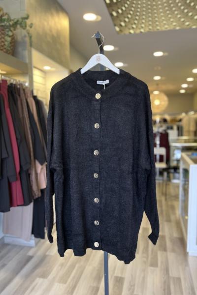 Magazin Angora Gold Düğmeli Hırka Siyah