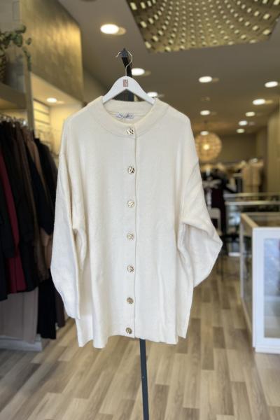 Magazin Angora Gold Düğmeli Hırka Krem