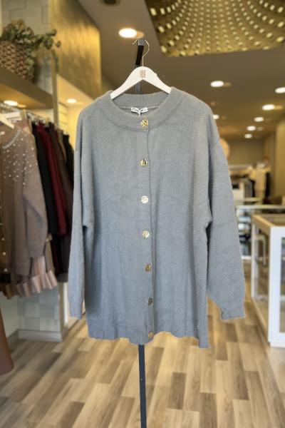 Magazin Angora Gold Düğmeli Hırka Gri