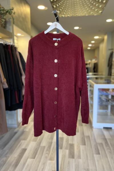 Magazin Angora Gold Düğmeli Hırka Bordo