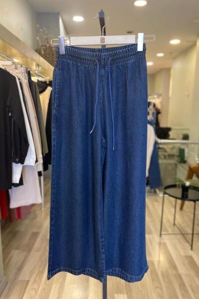 Magazin Beli Lastikli Cepli Bol Kot Pantolon Lacivert