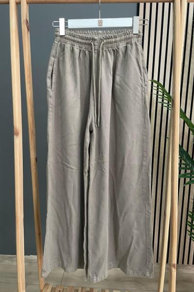 Magazin Beli Lastikli Cepli Bol Kot Pantolon Bej