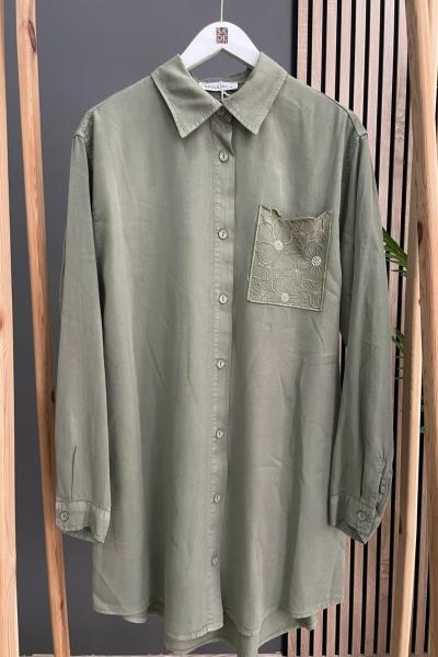 Magazin Cebi Çiçekli Tensel Tunik  Haki