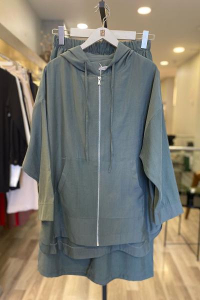 Magazin Fermuarlı Kapüşonlu Takım Yeşil