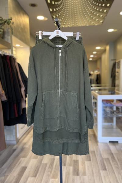 Magazin Kapüşonlu Tencel Takım Haki