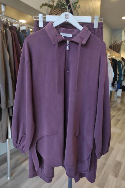 Magazin Kol Bileği Lastikli Balıkçı Yaka Tensel Takım Bordo