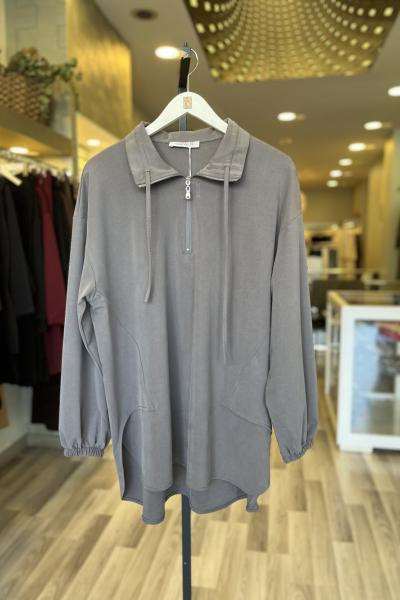 Magazin Kol Bileği Lastikli Balıkçı Yaka Tensel Takım Açık Gri