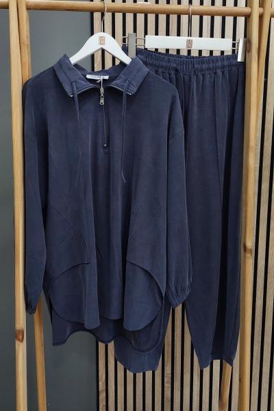 Magazin Kol Bileği Lastikli Balıkçı Yaka Tensel Takım Gri