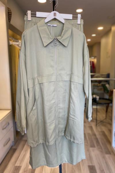 Magazin Önü Patlı Cepli Tencel Takım Yeşil