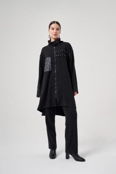 Mascara Örme Aksesuar Şeritli Ceket Antrasit