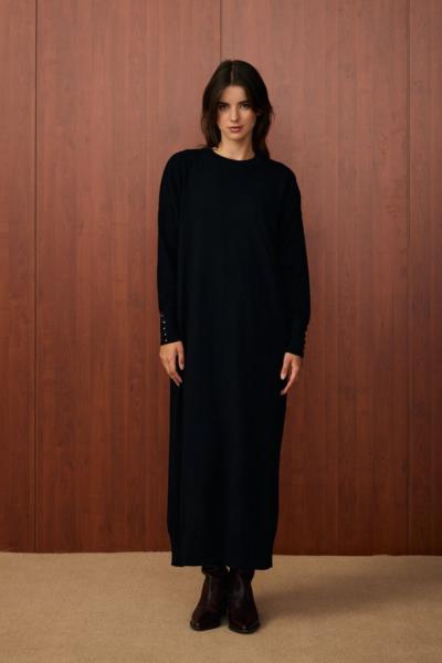 Merwish Basic Triko Elbise Siyah