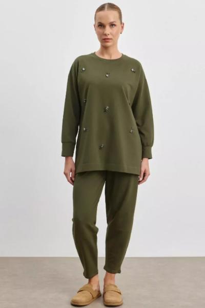 Merwish Bari Pantolonlu Takım Koyu Yeşil