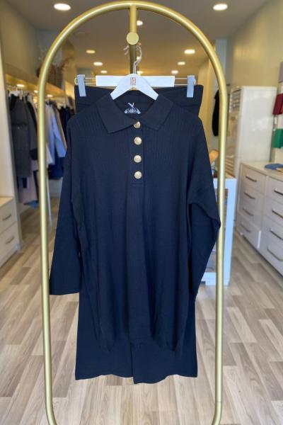 Merwish Blazer Düğme Takım Siyah