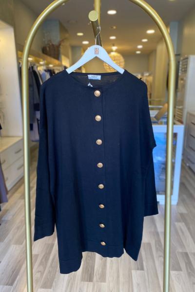 Merwish Düğmeli Hırka Siyah