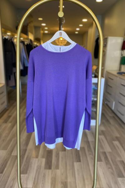 Merwish Gömlek Triko Takım Lila