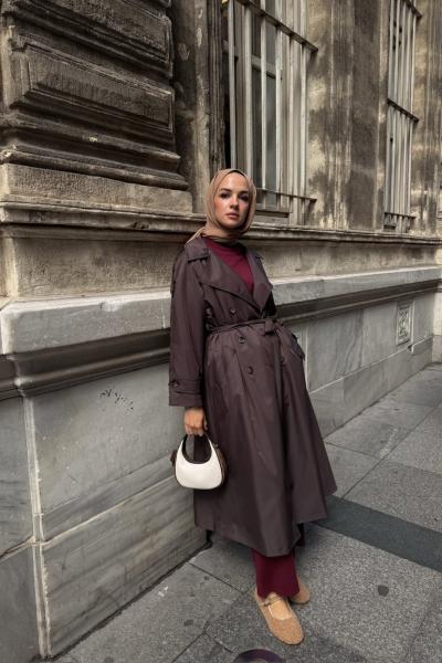 Merwish Lizbon Trençkot Kahverengi