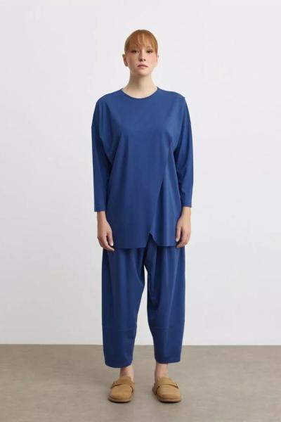 Merwish Makas Tunik Takım İndigo