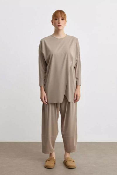 Merwish Makas Tunik Takım Vizon