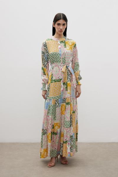 Merwish MERWISH LADY ELBİSE ÇİÇEK BAHÇESİ Beyaz