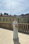 Merwish MERWISH YAPRAK ESİNTİSİ YAZ ELBİSE  Buz Mavisi