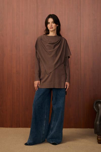 Merwish Meryy Triko Tunik Kahverengi