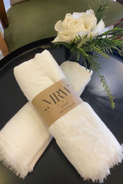 Merwish Organik Şal Beyaz