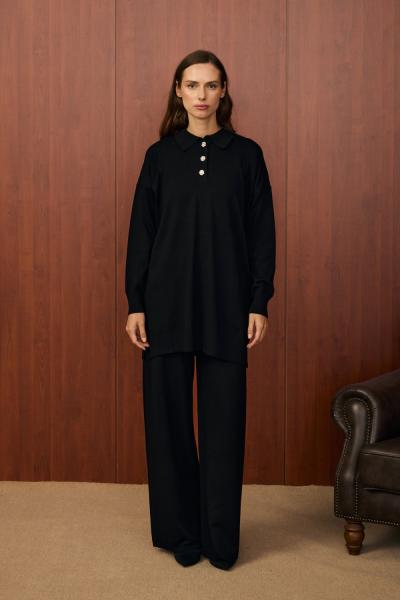 Merwish Paris Triko Takım Siyah