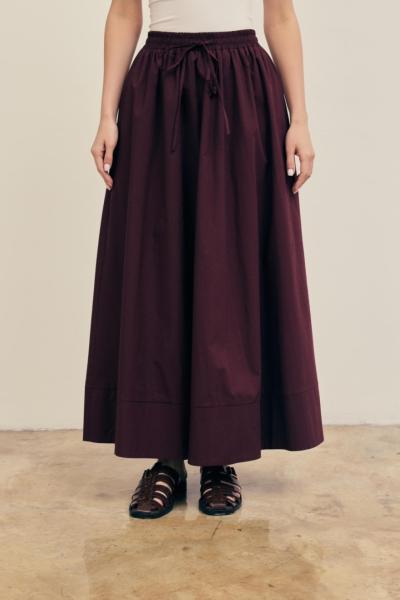 Merwish Poplin Basic Etek Bordo
