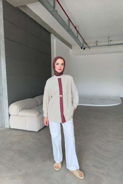 Merwish ŞANZELİZE GÖMLEK Vizon