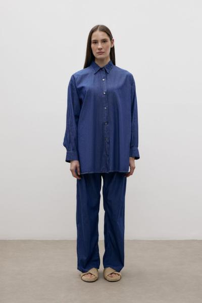 Merwish Tensel Denim Gömlek Lacivert