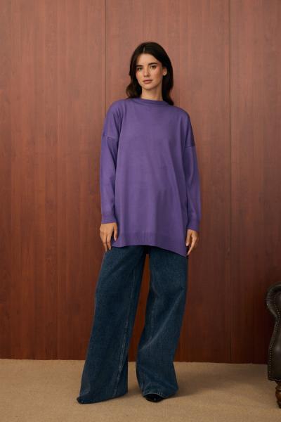 Merwish Venedik Triko Tunik Mor