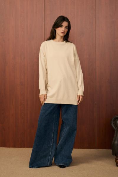 Merwish Venedik Triko Tunik Bej