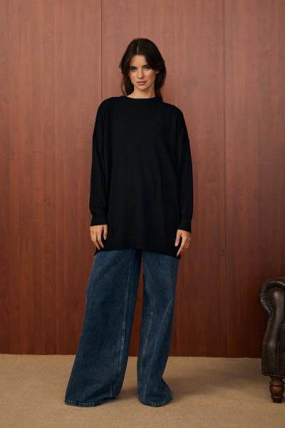 Merwish Venedik Triko Tunik Siyah