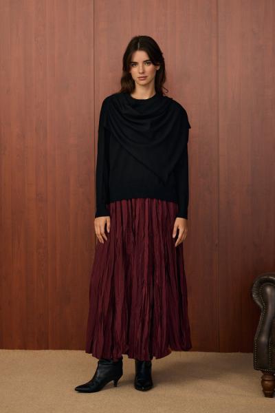 Merwish Venice Şal Triko Tunik Siyah