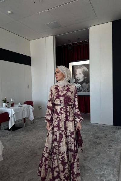 Merwish Yaz Elbise Bordo