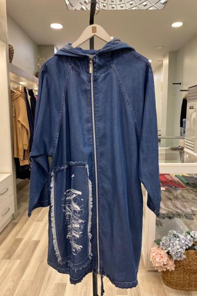 Nes Boya Baskılı Tencel Kap Mavi